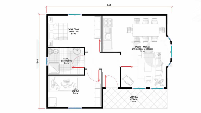 Prefabrik - Prefabrik Ev - 50m2 prefabrik